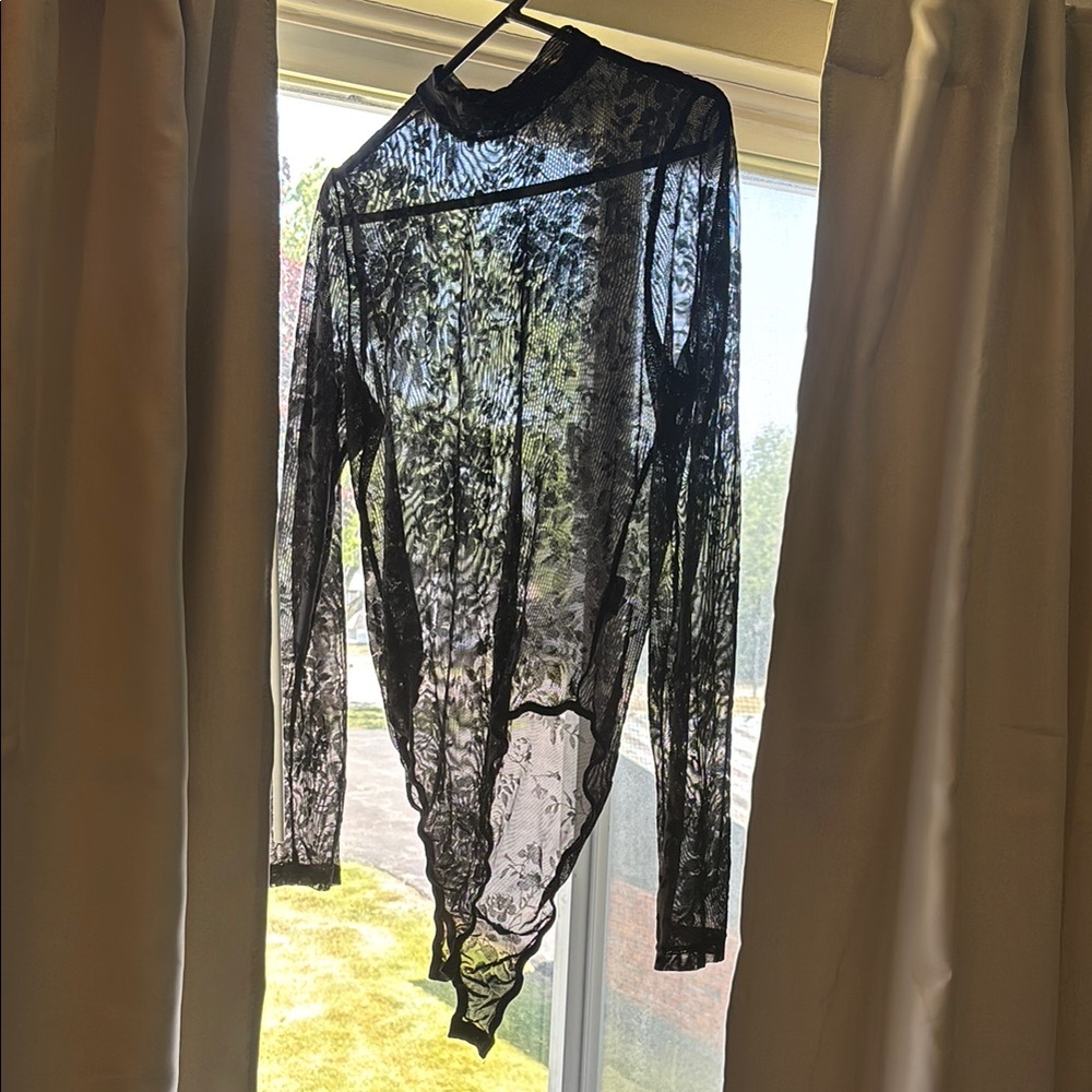 Black Sheer Lace Bodysuit